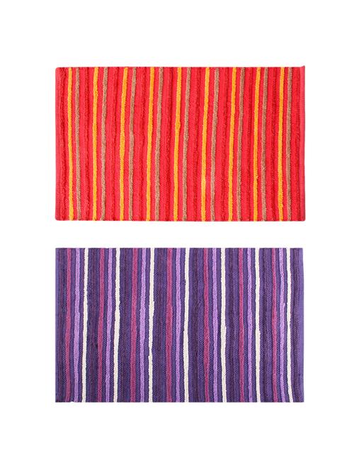 multicolor stipe soft cotton bathmat (pack of 2) - 16918466 - Very Small Image - 1