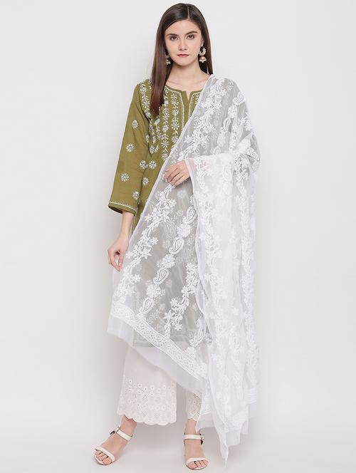 ada hand-embroidered white chikankari dupatta - 16918471 - Very Small Image - 1