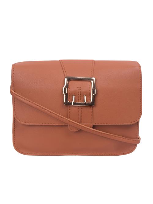 tan leatherette (pu) sling bag - 16919004 - Very Small Image - 1