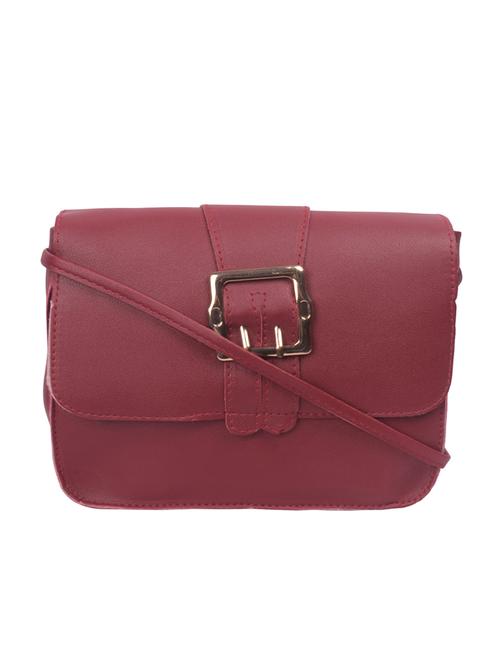 maroon leatherette (pu) sling bag - 16919009 - Very Small Image - 1
