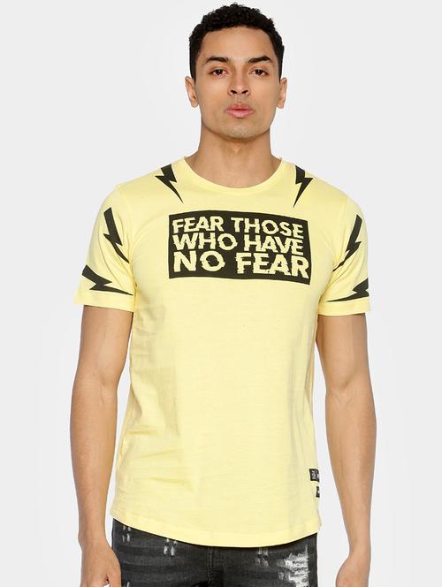 yellow typographic chest print t-shirt - 16919058 - Very Small Image - 1