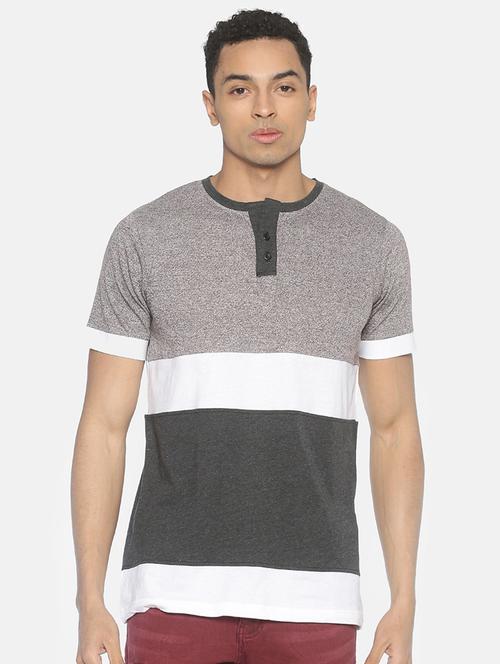 grey color block t-shirt - 16919066 - Very Small Image - 1