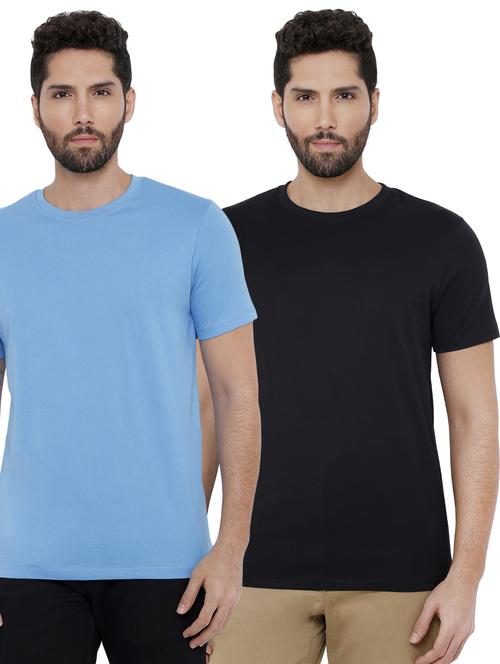 light blue and black solid combo t-shirts - 16919279 - Very Small Image - 1