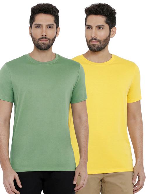 olive green and yellow solid combo t-shirts - 16919284 - Very Small Image - 1