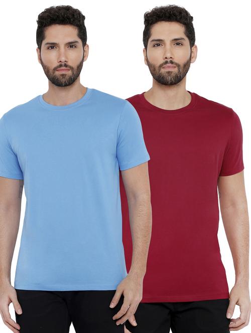 light blue and red solid combo t-shirts - 16919289 - Very Small Image - 1