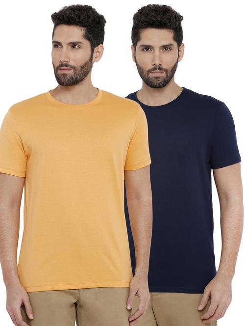 yellow and navy blue solid combo t-shirts - 16919290 - Very Small Image - 1
