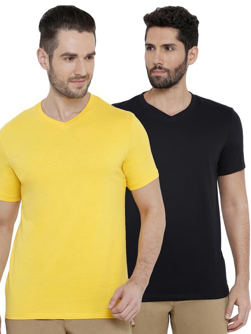yellow and black solid combo t-shirts - 16919305 - Very Small Image - 1