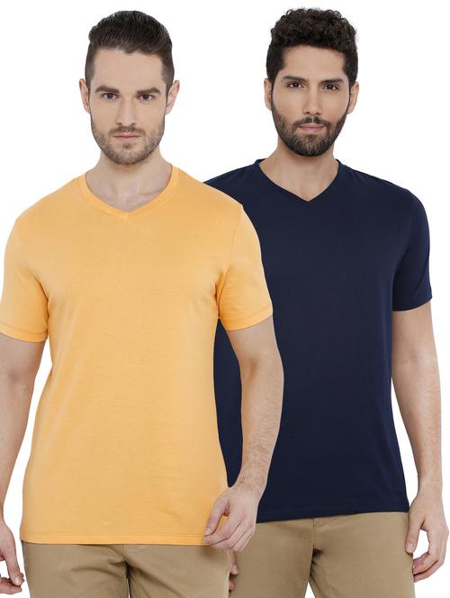 yellow and navy blue solid combo t-shirts - 16919314 - Very Small Image - 1