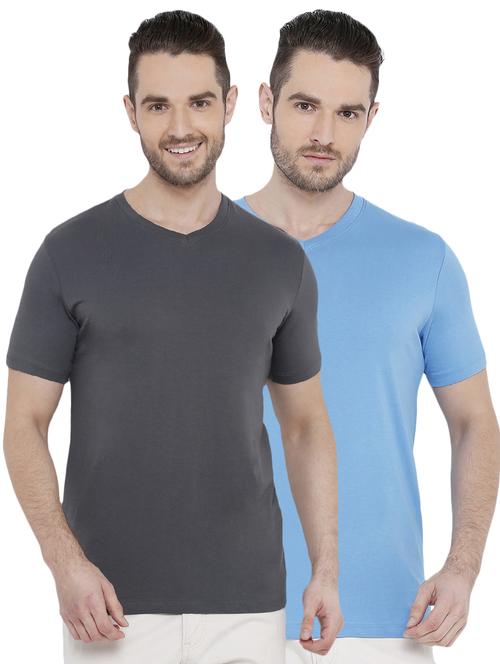 grey and light blue solid combo t-shirts - 16919318 - Very Small Image - 1