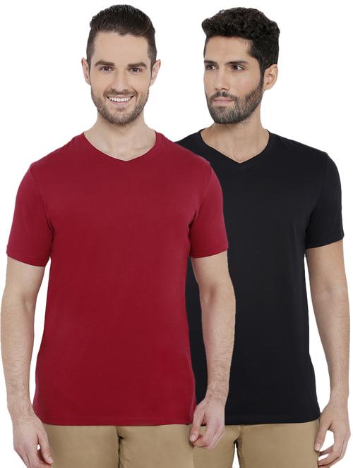 red and black solid combo t-shirts - 16919319 - Very Small Image - 1