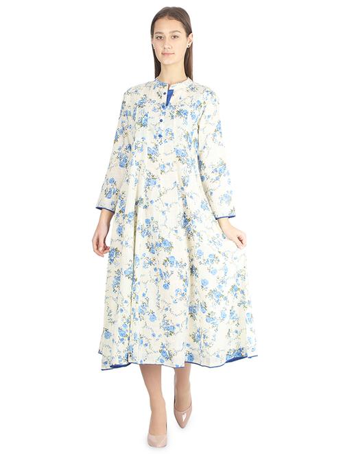 floral print flared ethnic dress - 16919641 - Very Small Image - 1