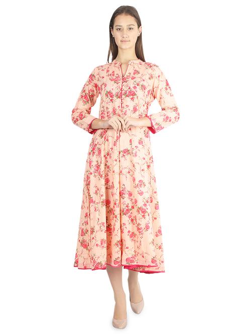 floral flared ethnic dress - 16919645 - Very Small Image - 1