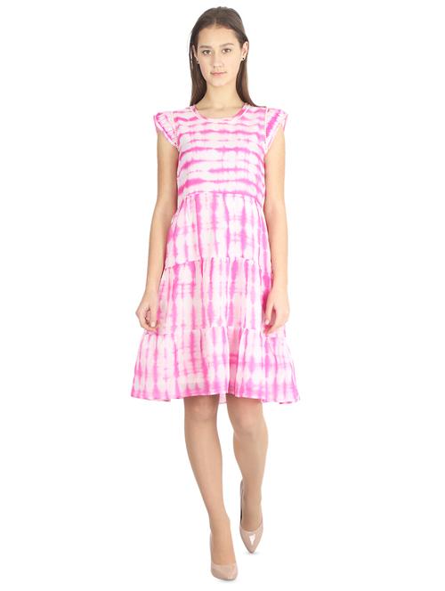 lace detail tie & dye flared dress - 16919683 - Very Small Image - 1
