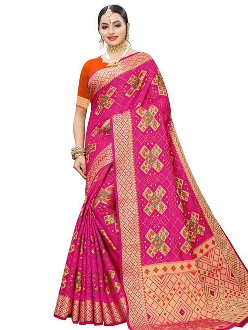geometric woven saree with blouse - 16920511 - Very Small Image - 1