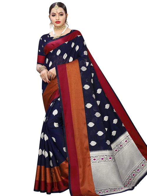 self design woven saree with blouse - 16920528 - Very Small Image - 1