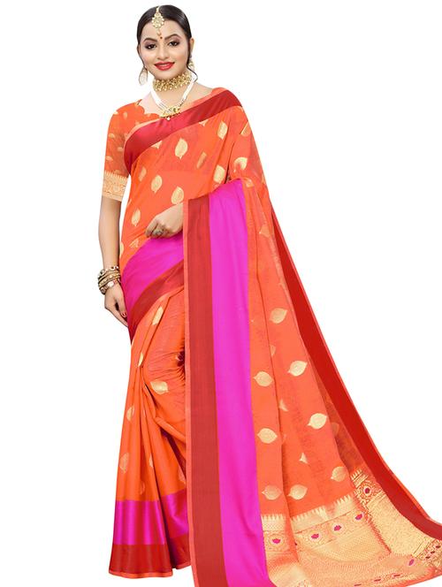 self design woven saree with blouse - 16920529 - Very Small Image - 1