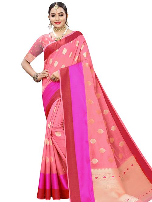 self design woven saree with blouse - 16920532 - Very Small Image - 1