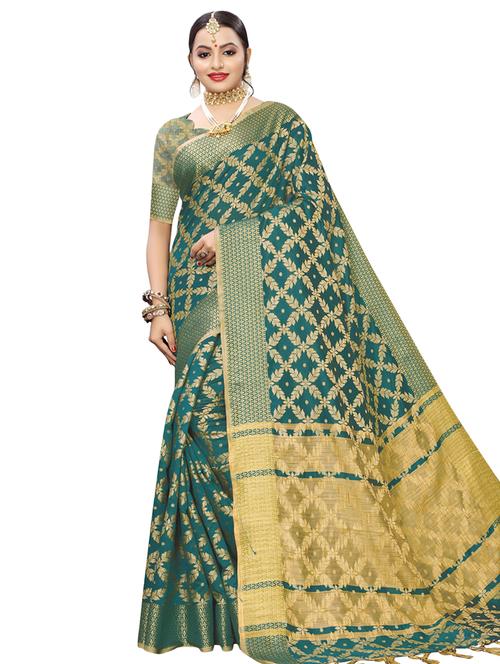 floral woven saree with blouse - 16920539 - Very Small Image - 1