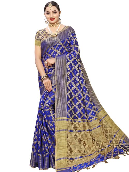 floral woven saree with blouse - 16920541 - Very Small Image - 1