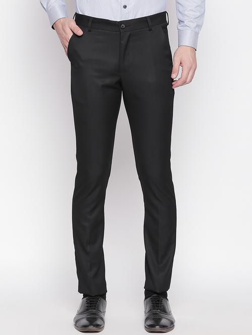 black solid flat front formal trouser - 16920615 - Very Small Image - 1
