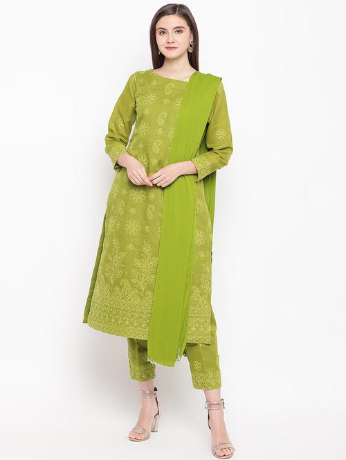 chikankari unstitched suit - 16920678 - Very Small Image - 1