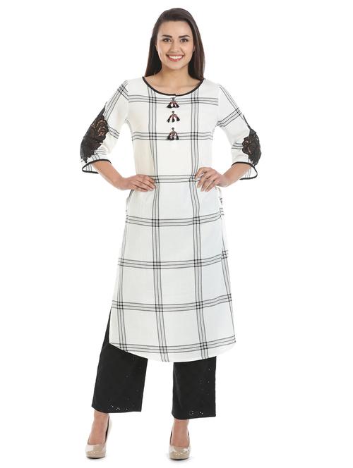 checkered a-line kurta - 16920843 - Very Small Image - 1