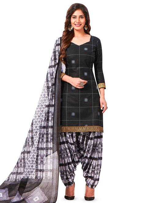 check print salwar suit unstitched suit - 16921130 - Very Small Image - 1