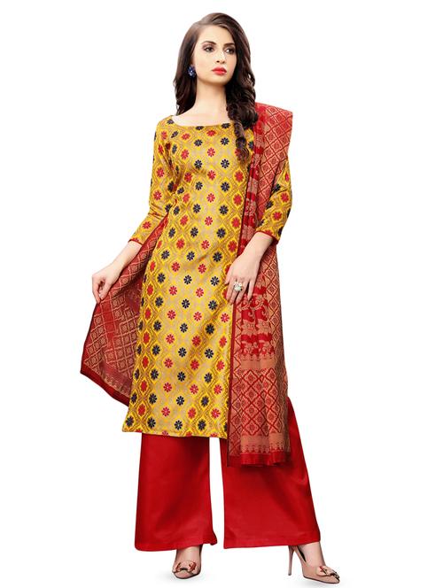 floral palazzo unstitched suit - 16921374 - Very Small Image - 1