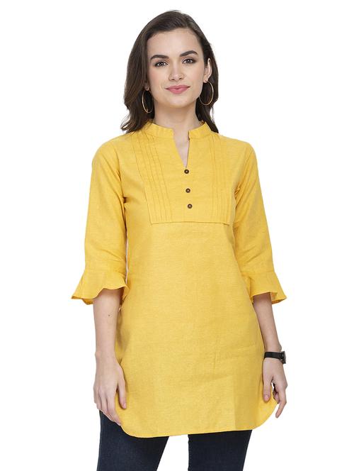 mandarin neck solid straight kurti - 16921387 - Very Small Image - 1