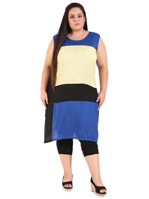 color block straight kurta - 16921516 - Very Small Image - 1