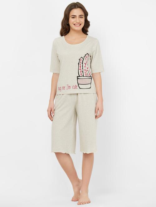 quirky tee with nightwear pajama set - 16921830 - Very Small Image - 1