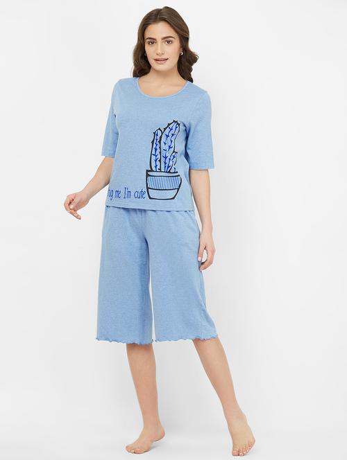 quirky tee with nightwear pajama set - 16921832 - Very Small Image - 1