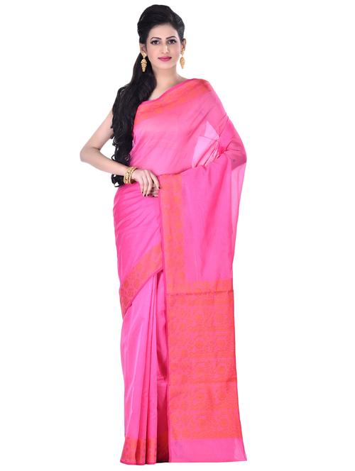 solid banarasi saree with blouse - 16921990 - Very Small Image - 1