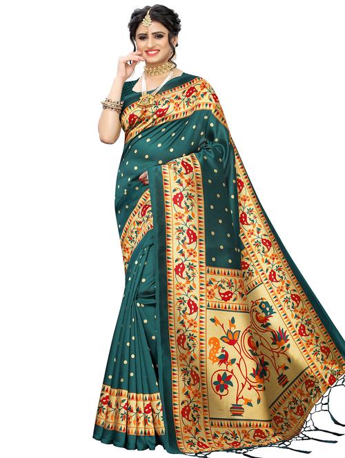 polka dots printed saree with blouse - 16922003 - Very Small Image - 1
