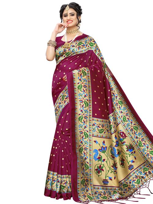 polka dots printed saree with blouse - 16922004 - Very Small Image - 1