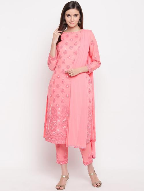 chikankari straight pants unstitched suit - 16922283 - Very Small Image - 1
