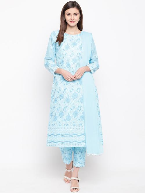 chikankari straight pants unstitched suit - 16922286 - Very Small Image - 1