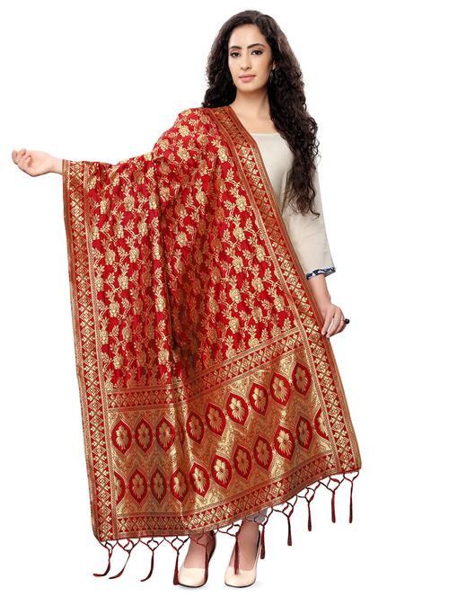 floral banarasi dupatta - 16923183 - Very Small Image - 1