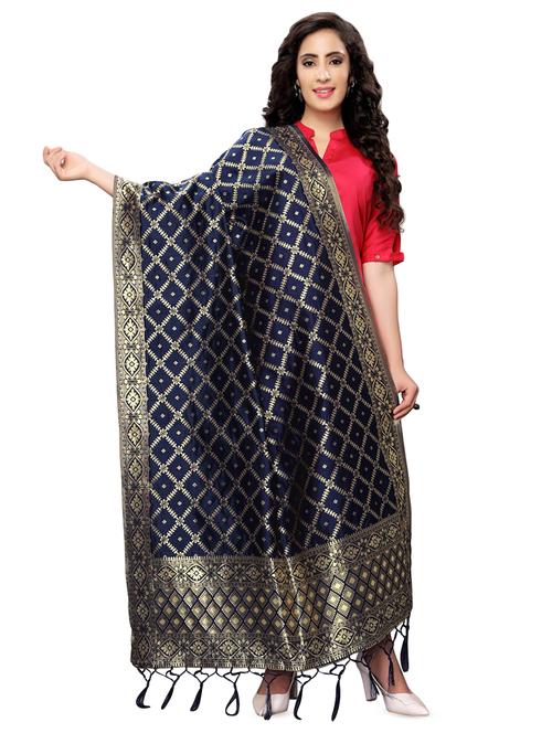 checkered banarasi dupatta - 16923202 - Very Small Image - 1