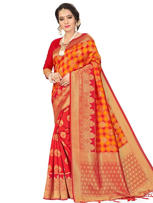 self design woven saree with blouse - 16923246 - Very Small Image - 1