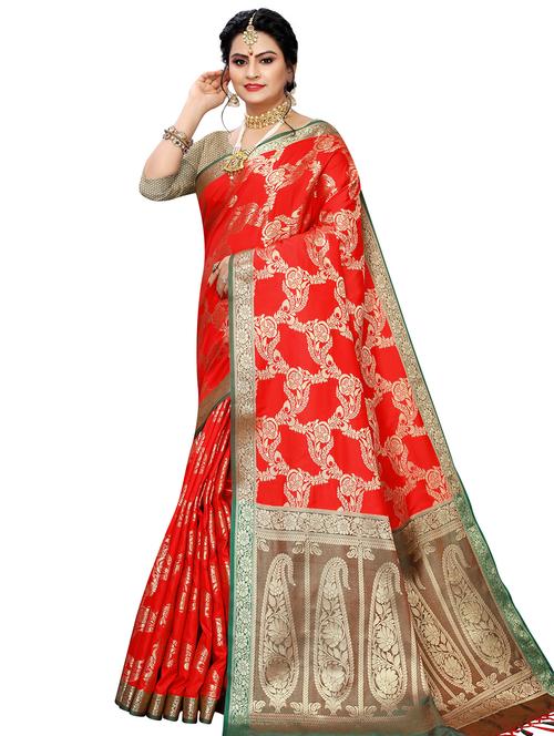 floral banarasi saree with blouse - 16923314 - Very Small Image - 1