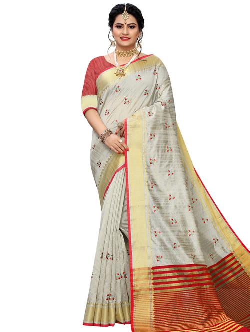 self design embroidered saree with blouse - 16923326 - Very Small Image - 1