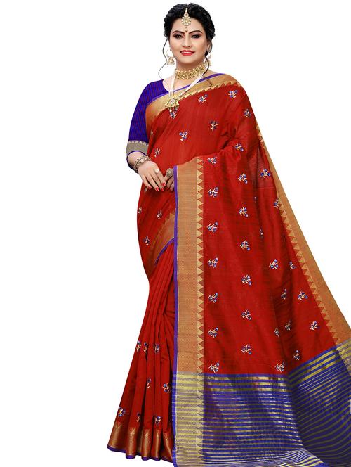 women's self design red colored saree - 16923329 - Very Small Image - 1