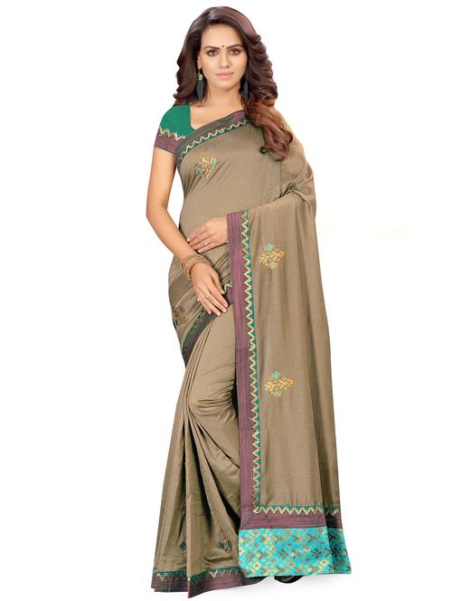 embroidered embroidered saree with blouse - 16923357 - Very Small Image - 1