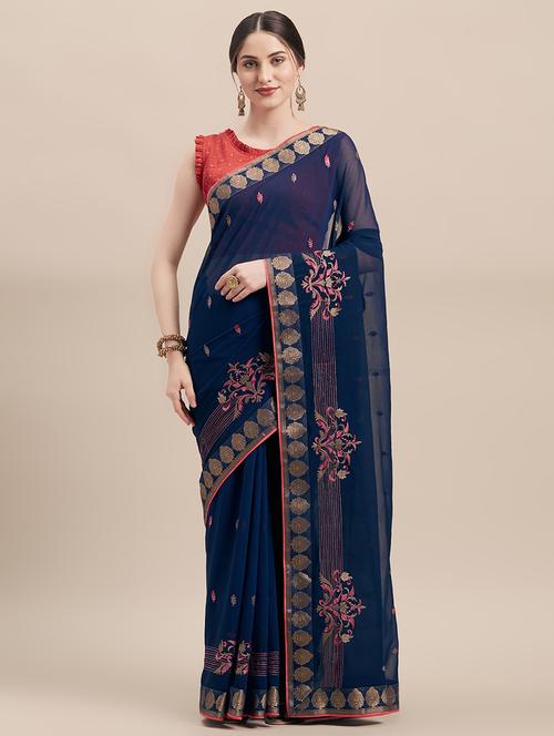 women's embroidered saree - 16923379 - Very Small Image - 1