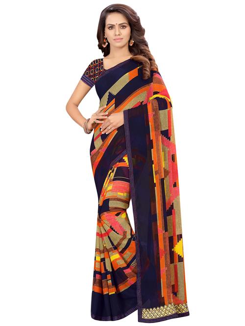 abstract printed saree with blouse - 16923393 - Very Small Image - 1