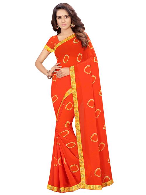 tie & dye printed saree with blouse - 16923395 - Very Small Image - 1
