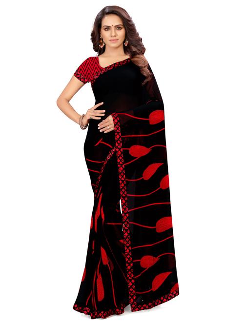 lace bordered printed saree with blouse - 16923400 - Very Small Image - 1