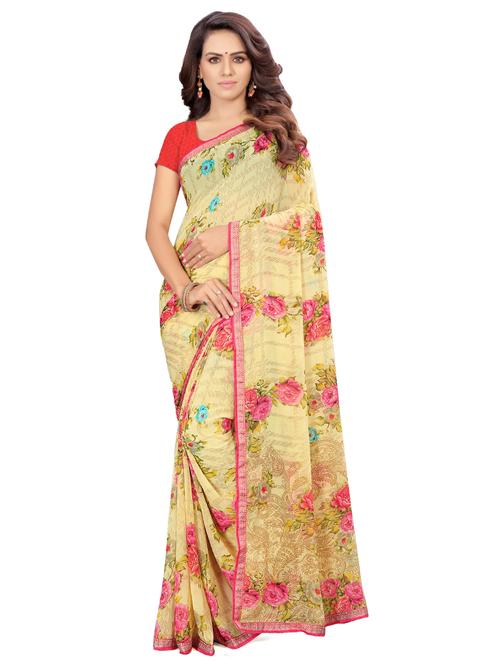 floral printed saree with blouse - 16923405 - Very Small Image - 1