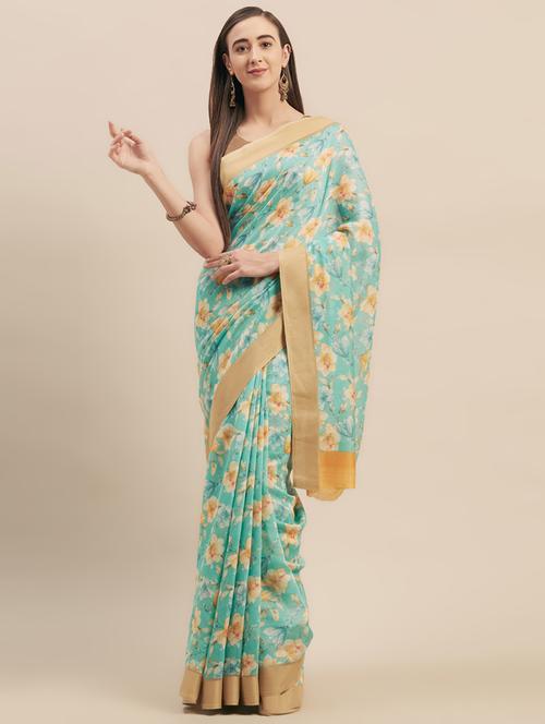 floral printed saree with blouse - 16923437 - Very Small Image - 1